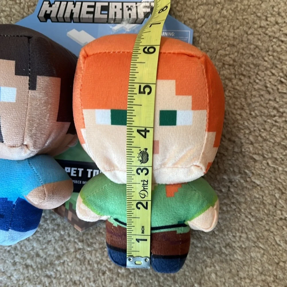 NWT Fetch For Pets Minecraft Steve & Alex Figure Plush Squeaky Dog Toys